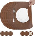 Set de table – lavable, en plastique, antidérapant, résistant à l'eau, Lot de 6, 33cm, marron