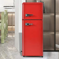 Sweiko Réfrigérateur Rétro 92L avec Congélateur 28L, Éclairage LED, Modèle à Deux Portes - Rouge