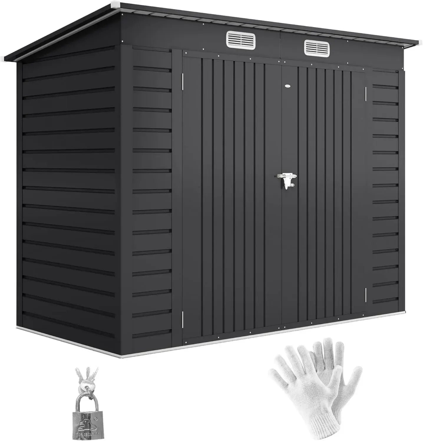 Abri de Jardin Métallique 3 m² Outsunny, Montage Facile, 249x121x183cm, Acier Galvanisé Renforcé, Cabanon de Rangement avec Portes Verrouillables et Aérations, Gris
