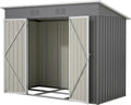 Cabane de jardin métallique 242x126x182 cm étanche avec base - Idéal pour terrasse et rangement d'outils - Gris