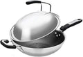 Wok Universel en Acier Inoxydable 34cm avec Couvercle pour Induction
