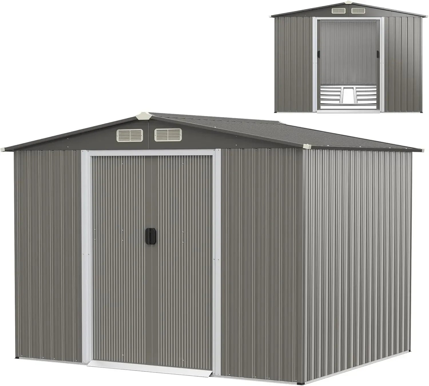 Abri de Jardin en Acier Galvanisé Anti-UV 4.7㎡ avec Porte Coulissante et Ventilation