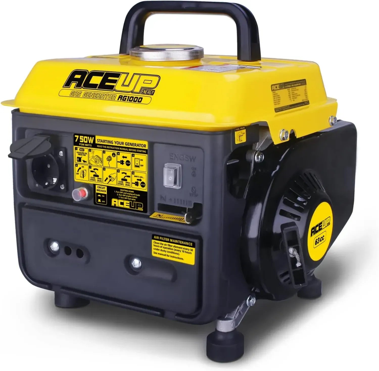 Générateur Portable 750W Essence, Secours 230V, Ultraléger 15,9 kg