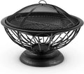 Blumfeldt Tulip Brasero de Jardin 75 cm - Grande Grille Barbecue 60 cm, Sécurité avec Grillage, Coupole en Métal Noir