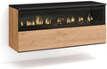 Cheminée Électrique LED Moderne Chêne et Noir, Effet Flamme, 102x45x35cm, Installation Murale