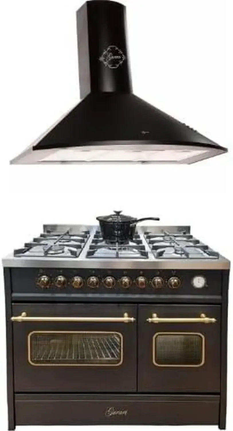 Cuisinière mixte 90 cm, 89L, 8 fonctions, gaz naturel et propane, inox, WOK, hotte 1000 m³/h