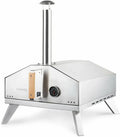 H.Koenig Four à Pizza à Gaz GINO440, Acier Inoxydable, Surface de Cuisson 30,5x30,5 cm, Pierre Cordiérite, Température Max 450°C, Portes et Cheminée Amovibles, Thermomètre et Pelle Inclus
