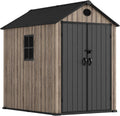 Abri de Jardin en Résine 3,62 m² avec Sol et Fenêtre - Design Bois Haut de Gamme - Double Porte Large - Résistant aux UV et Imperméable - Sécurité par Goupille - Ventilation