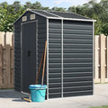 Abri de Jardin en Acier Galvanisé Anthracite 191x130x198 cm avec Porte, Cabane de Rangement Extérieur pour Outils