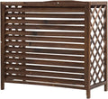 Coffrage Climatisation Extérieure en Bois Massif - Pare-vent avec Étagères pour Plantes, Protection Solide pour Unité Extérieure, 120 x 55 x 160 cm