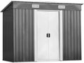 Abri de Jardin Métallique avec Portes Coulissantes, Rangement Extérieur, 238x131x181 cm, Gris