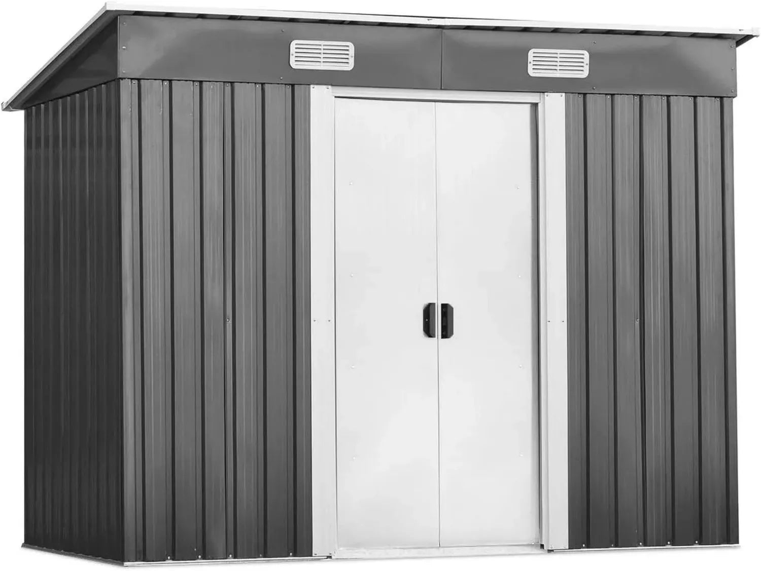 Abri de Jardin Métallique avec Portes Coulissantes, Rangement Extérieur, 238x131x181 cm, Gris