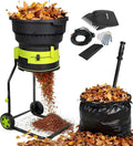 Broyeur de jardin électrique haute puissance avec roues et sac de collecte pour compostage efficace