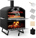 Four à Pizza Portable en Bois pour Extérieur, Grande Capacité avec Pierre et Accessoires, Idéal pour Camping et BBQ