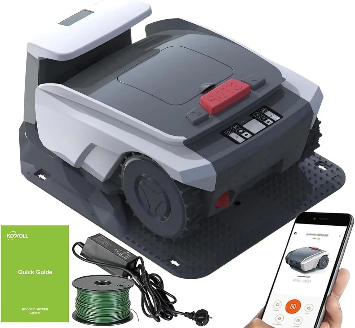 Robot Tondeuse GPS Silencieux pour Grands Jardins, Installation Automatique