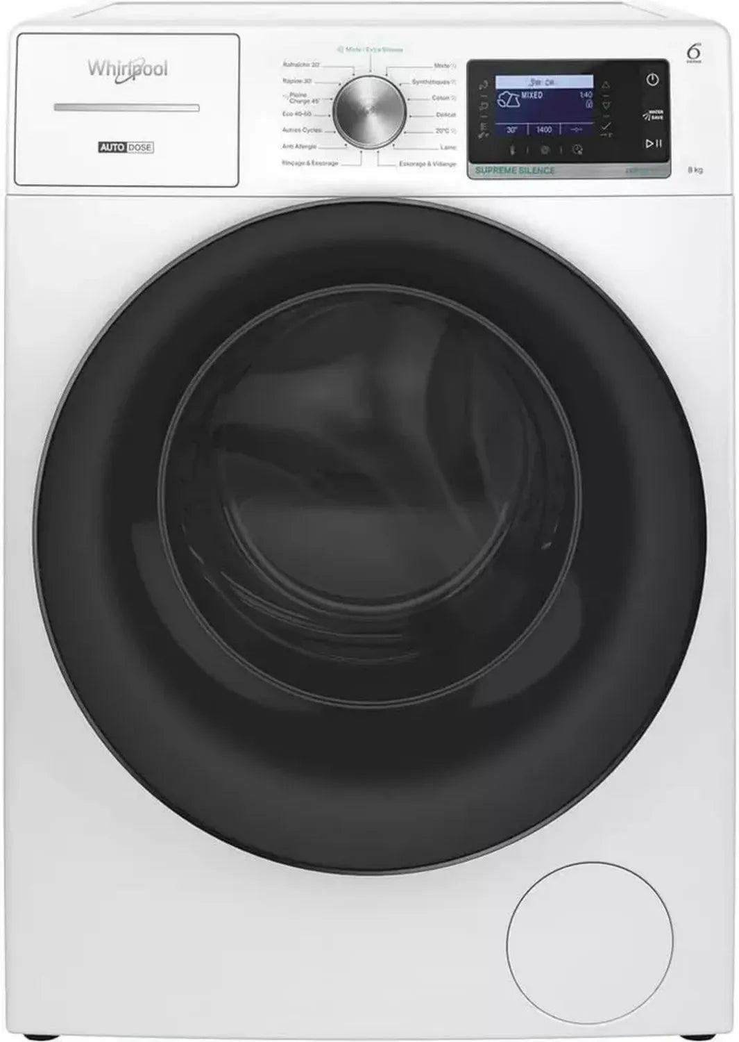 Lave-linge frontal Whirlpool silencieux W8X89AD avec Autodose