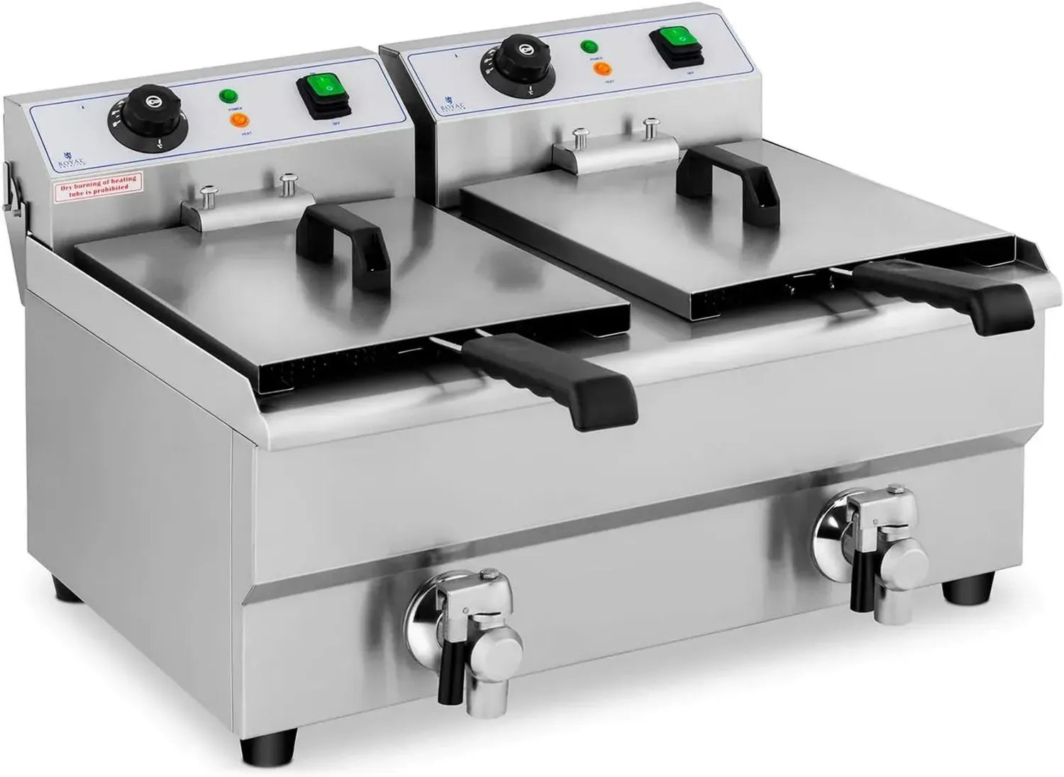 Friteuse Électrique Professionnelle 2 x 10 L - Double Zone Froide avec Robinet