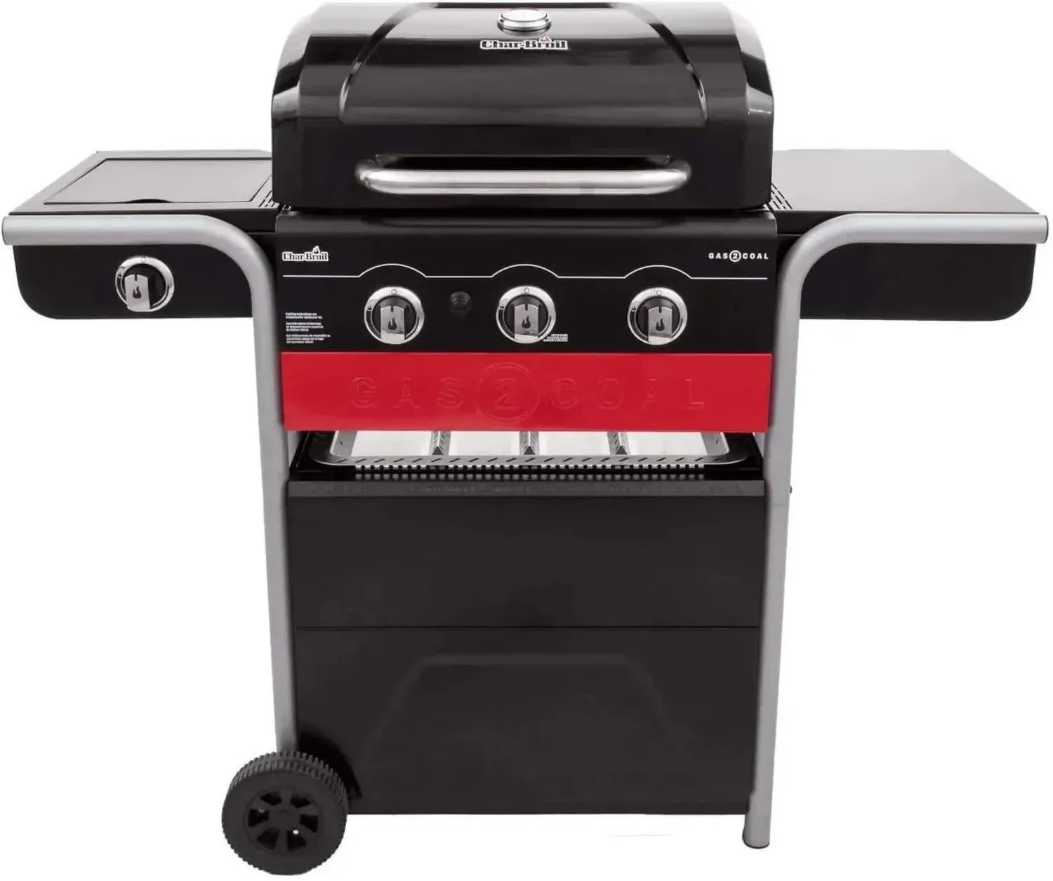 Grill Hybride Char-Broil Gas2Coal 330 - 3 Brûleurs, Plateau Charbon Breveté, Pour Jardin et Terrasse